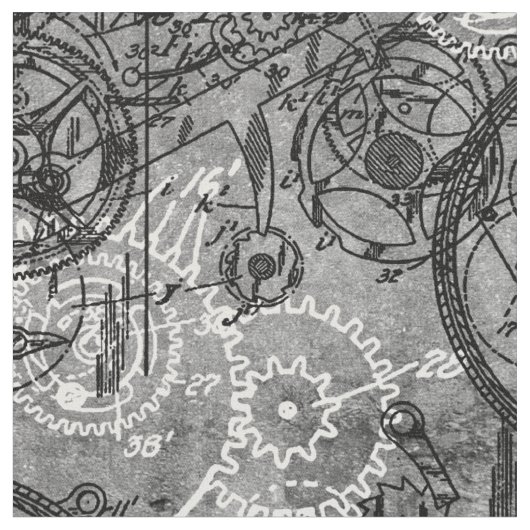 Clockwork Collage Grau Stoff (Nahaufnahme)