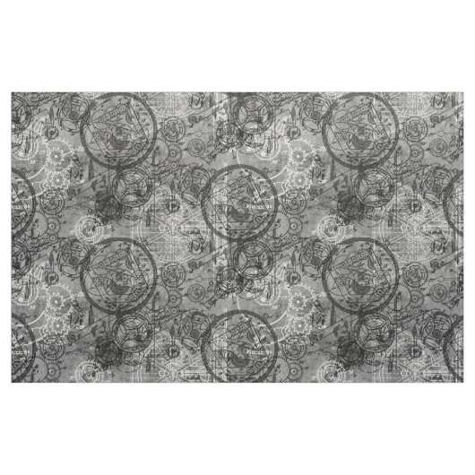 Clockwork Collage Grau Stoff (Fat Quarter (45,7 x 55,9 cm))