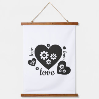 Clockwork Hearts Tapestry - Steampunk Romance Wandteppich Mit Holzrahmen