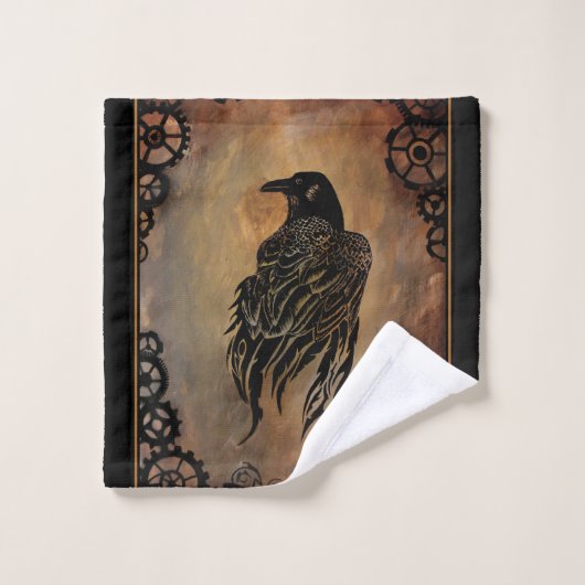 Clockwork Raven Badhandtuch Set (Waschlappen)