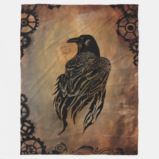 Clockwork Raven Fleecedecke (Vorderseite)