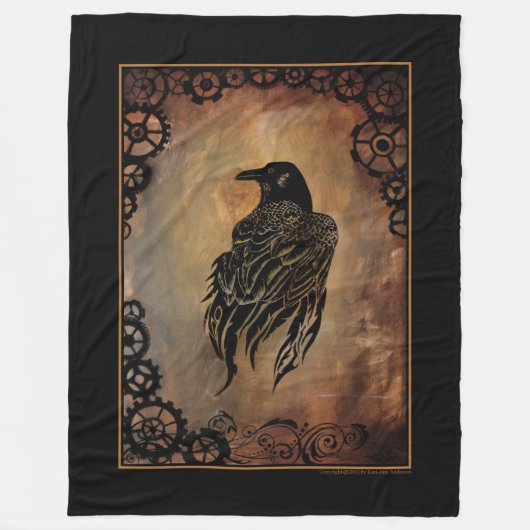 Clockwork Raven Fleecedecke (Vorderseite)