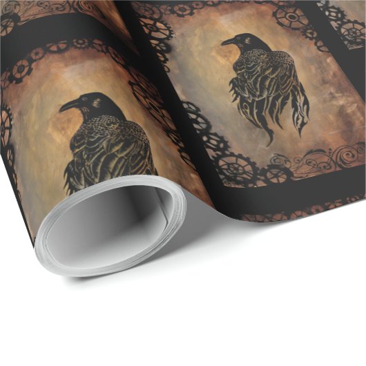 Clockwork Raven Geschenkpapier (Rolleneckpunkt)