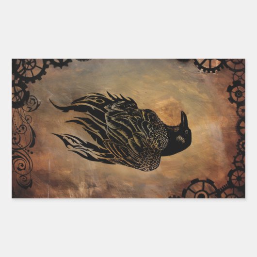 Clockwork Raven Rechteckiger Aufkleber (Vorderseite)