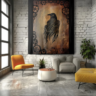 Clockwork Raven Wandteppich