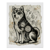 Clockwork Shiba – Gothic Overthinking Dog Art Poster (Vorderseite)