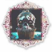 Clockwork Skull Cupcake Aufkleber (Vorderseite)