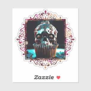 Clockwork Skull Cupcake Aufkleber