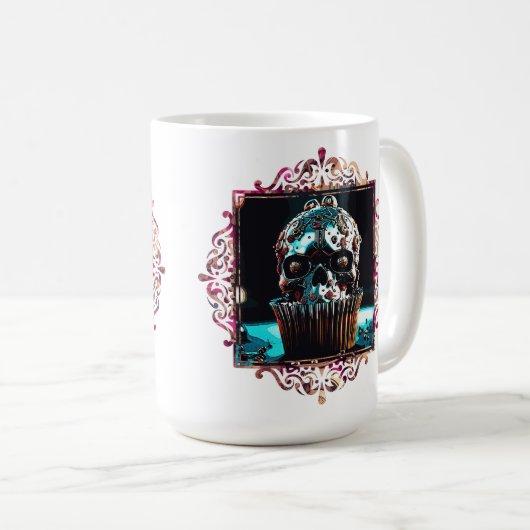 Clockwork Skull Cupcake Kaffeetasse (VorderseiteRechts)