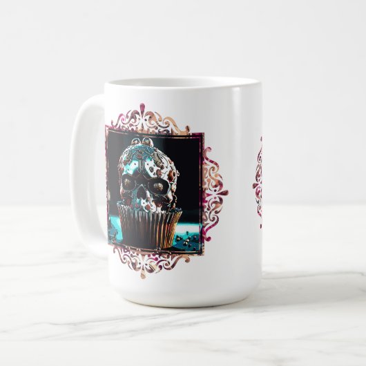 Clockwork Skull Cupcake Kaffeetasse (Vorderseite Links)