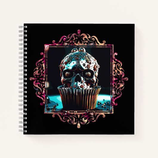 Clockwork Skull Cupcake Notizblock (Vorderseite)