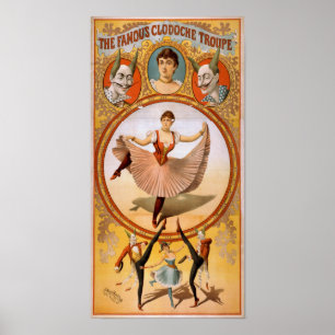 CLODOCHE TRUPPE Franzosen CircusAct VARIETÉ Plakat
