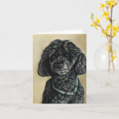 "Cloe" Poodle Dog Art Note Card Karte (Gelbe Blume)