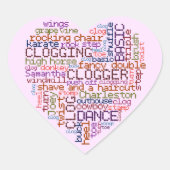 Clogger Clogging Word Art Herz-Aufkleber (Vorderseite)