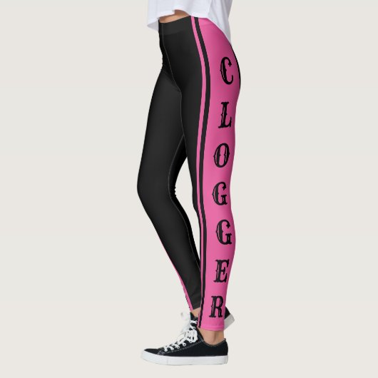 Clogger Pink und Black Clogging Clog Dancers Niedl Leggings (Links)
