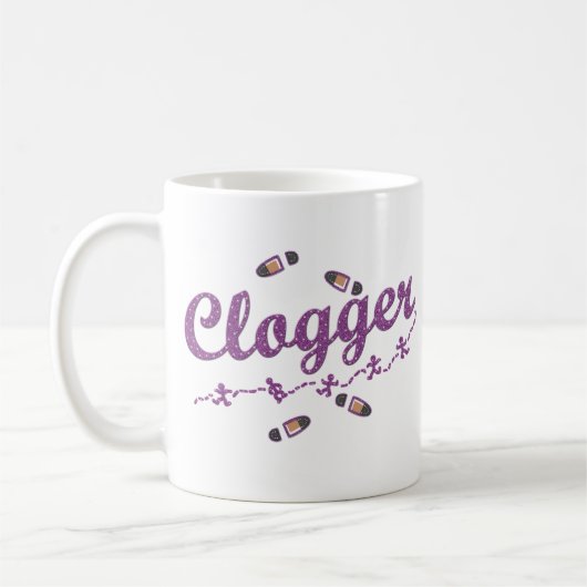 Clogger Tänzer-Schuh-Verstopfung lila Kaffeetasse (Links)