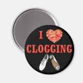 Clogging I Love Heart Dancing Clogger Magnet (Vorderseite/Rückseite)