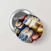 Clogs, Amsterdam, Niederlande - Abzeichen Button (Vorne & Hinten)