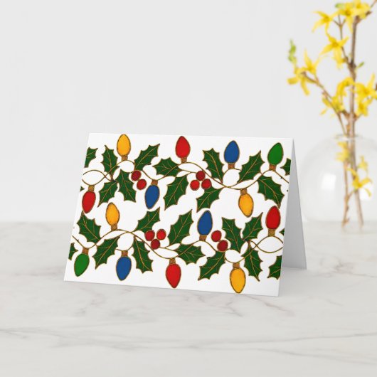 Cloisonne Art Christmas Lights and Holly Karte (Gelbe Blume)