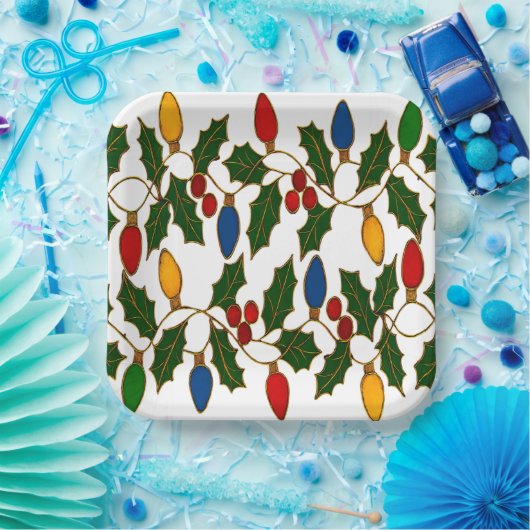 Cloisonne Art Christmas Lights and Holly Pappteller (Party)