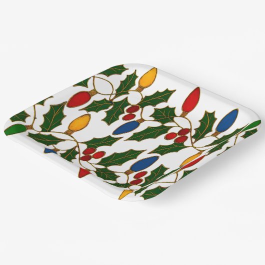 Cloisonne Art Christmas Lights and Holly Pappteller (Gewinkelt)