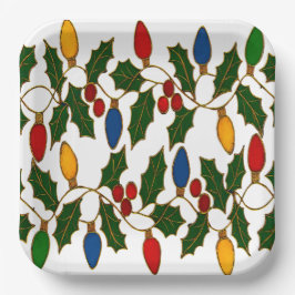 Cloisonne Art Christmas Lights and Holly Pappteller