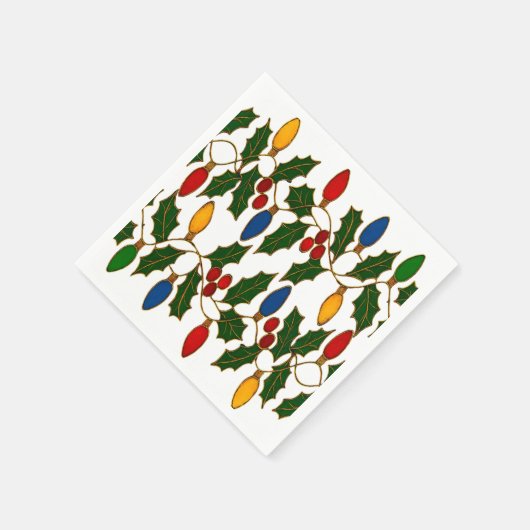 Cloisonne Art Christmas Lights and Holly Serviette (Ecke)