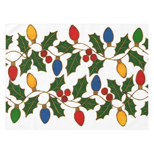 Cloisonne Art Christmas Lights and Holly Tischdecke (Vorderseite (Horizontal))