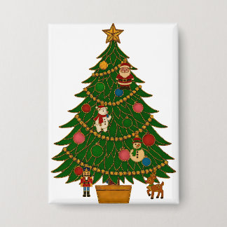 Cloisonne Art Christmas Tree Character Ornaments Button