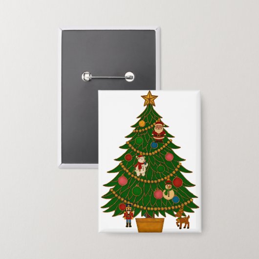 Cloisonne Art Christmas Tree Character Ornaments Button (Vorderseite/Rückseite)