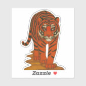 Cloisonne Art Tiger on the Jungle Path Aufkleber (Blatt)