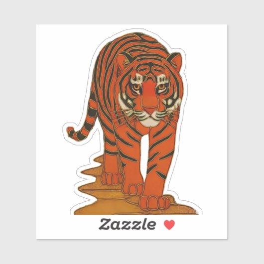 Cloisonne Art Tiger on the Jungle Path Aufkleber (Blatt)