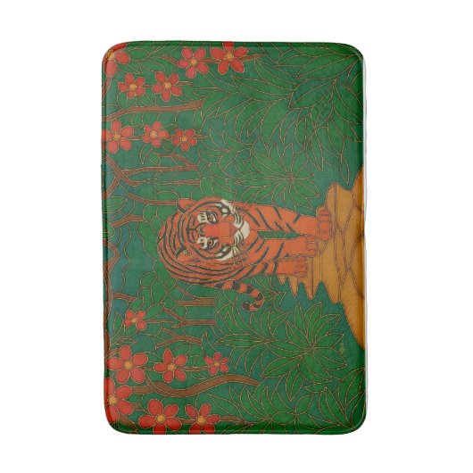 Cloisonne Art Tiger on the Jungle Path Badematte (Vorderseite Vertikal)