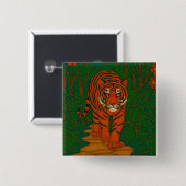 Cloisonne Art Tiger on the Jungle Path Button (Vorne & Hinten)