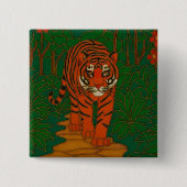 Cloisonne Art Tiger on the Jungle Path Button (Vorderseite)