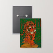 Cloisonne Art Tiger on the Jungle Path Button (Vorderseite/Rückseite)