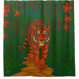 Cloisonne Art Tiger on the Jungle Path Duschvorhang