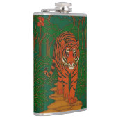 Cloisonne Art Tiger on the Jungle Path Flachmann (Rechts)