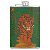 Cloisonne Art Tiger on the Jungle Path Flachmann (Vorderseite)