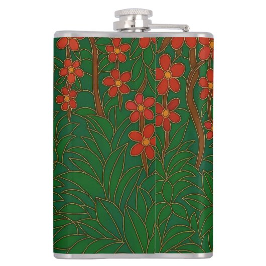 Cloisonne Art Tiger on the Jungle Path Flachmann (Rückseite)