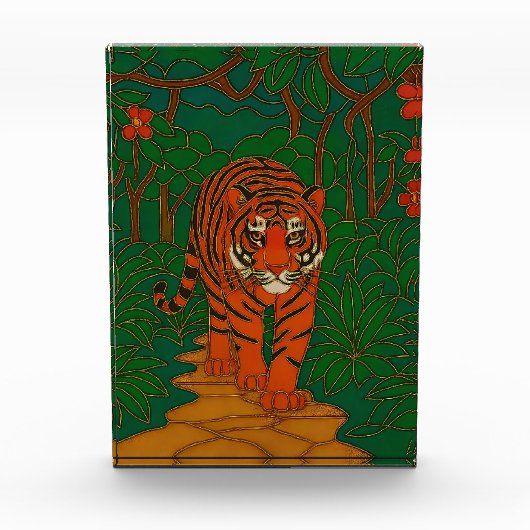 Cloisonne Art Tiger on the Jungle Path Fotoblock (Vorderseite)