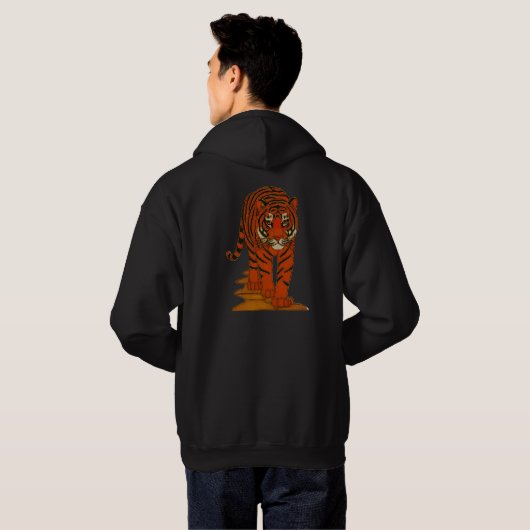 Cloisonne Art Tiger on the Jungle Path Hoodie (Schwarz voll)