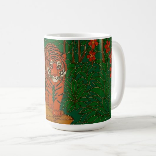 Cloisonne Art Tiger on the Jungle Path Kaffeetasse (VorderseiteRechts)