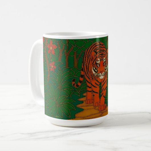 Cloisonne Art Tiger on the Jungle Path Kaffeetasse (Vorderseite Links)