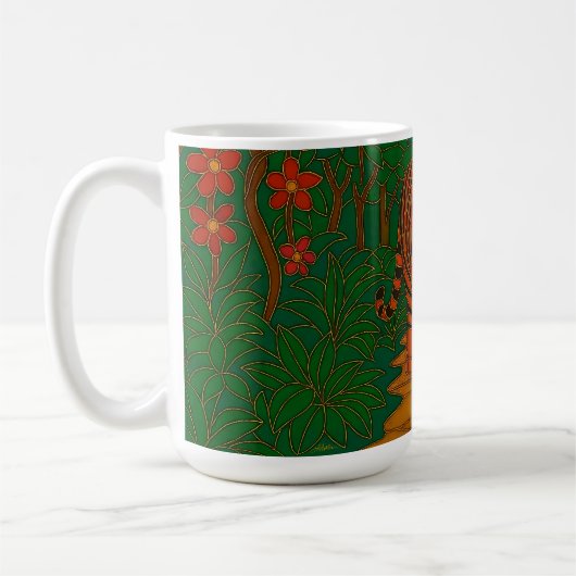 Cloisonne Art Tiger on the Jungle Path Kaffeetasse (Links)