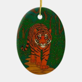 Cloisonne Art Tiger on the Jungle Path Keramik Ornament