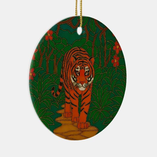 Cloisonne Art Tiger on the Jungle Path Keramik Ornament (Rechts)