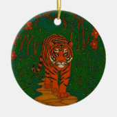 Cloisonne Art Tiger on the Jungle Path Keramik Ornament (Vorne)