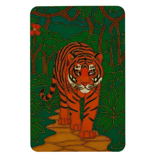 Cloisonne Art Tiger on the Jungle Path Magnet (Vertikal)