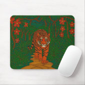 Cloisonne Art Tiger on the Jungle Path Mousepad (Mit Mouse)